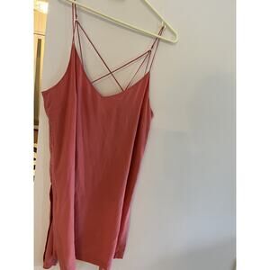 Maeve Anthropologie Women Slip Dress 14 Silk Mini Straps Slits Coquette Festival